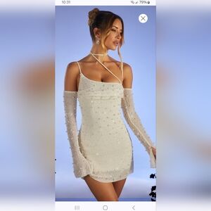 Embellished Asymmetric Corset Mini Dress in Ivory Size 8 NWT